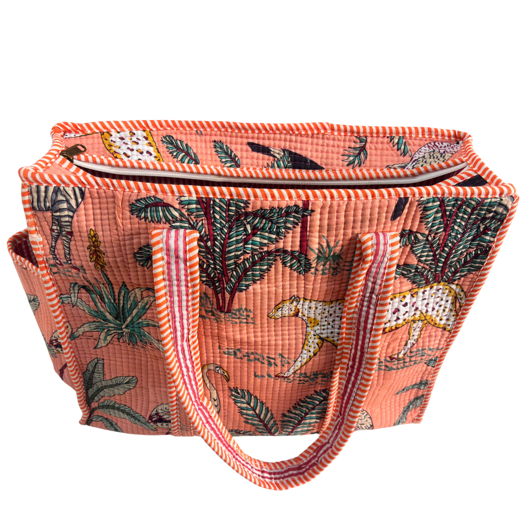 RajPadmini 4-in-1 Super Mom's Edition COMBO : Premium Quilted Tote Bag + 3 Waterproof Pouches = Your Complete Organization Solution!