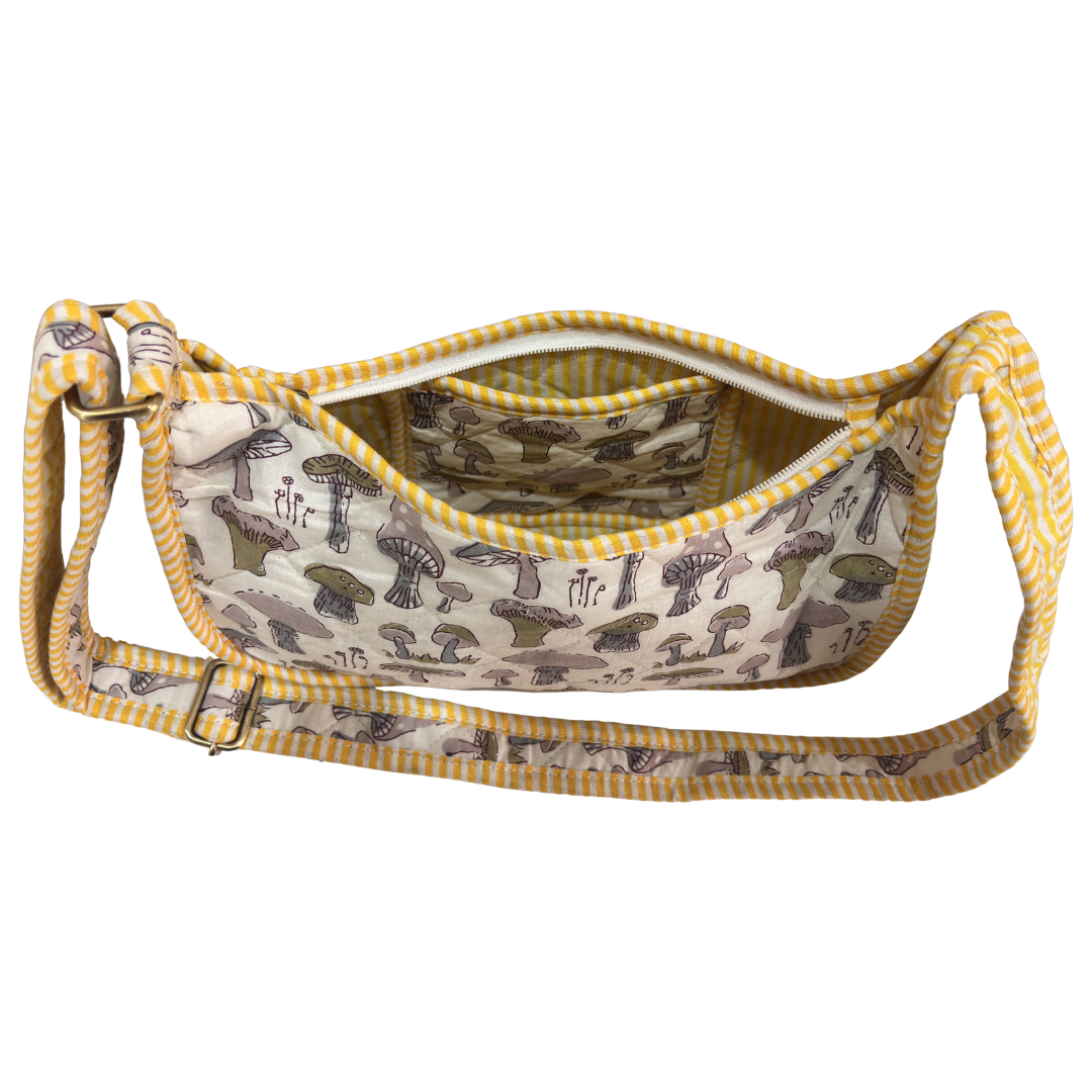 Quilted Cotton Moon Sling Bag for Women | Handcrafted Moon Crossbody Bag for Daily & Casual Wear | The House of RajPadmini