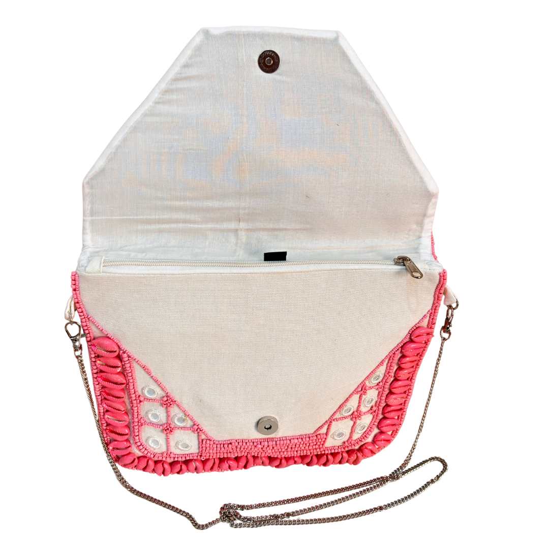 Boho Chic Cotton Crossbody Clutch and Convertible Sling