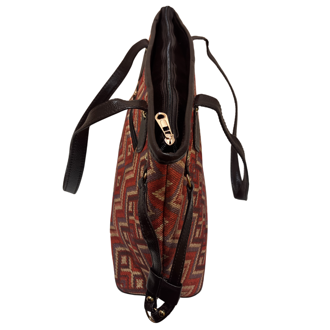 The House of RajPadmini Printed Tote Bag with Complimentary Pouch | Boho Geometric Print