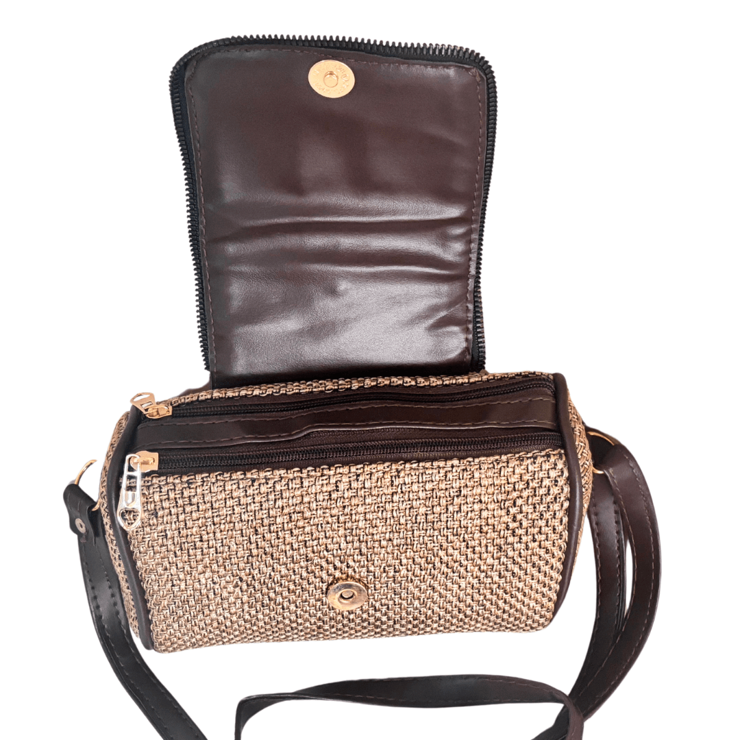 The Saheli Edition:- Women's Tan Brown Jute Sling Bag