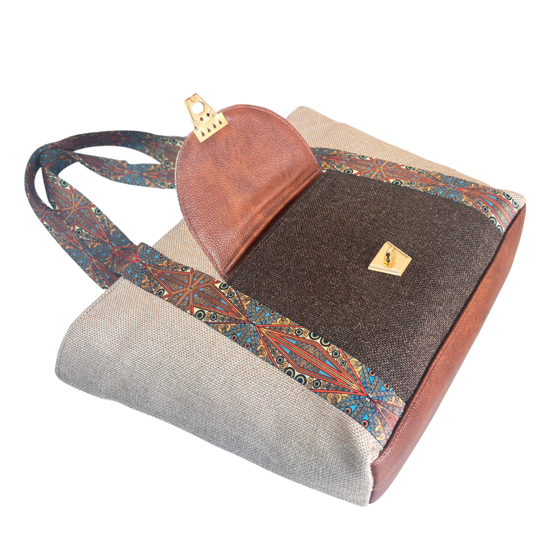 The Classy Boardroom Edition:- White Jute Tote Bag - The House of RajPadmini