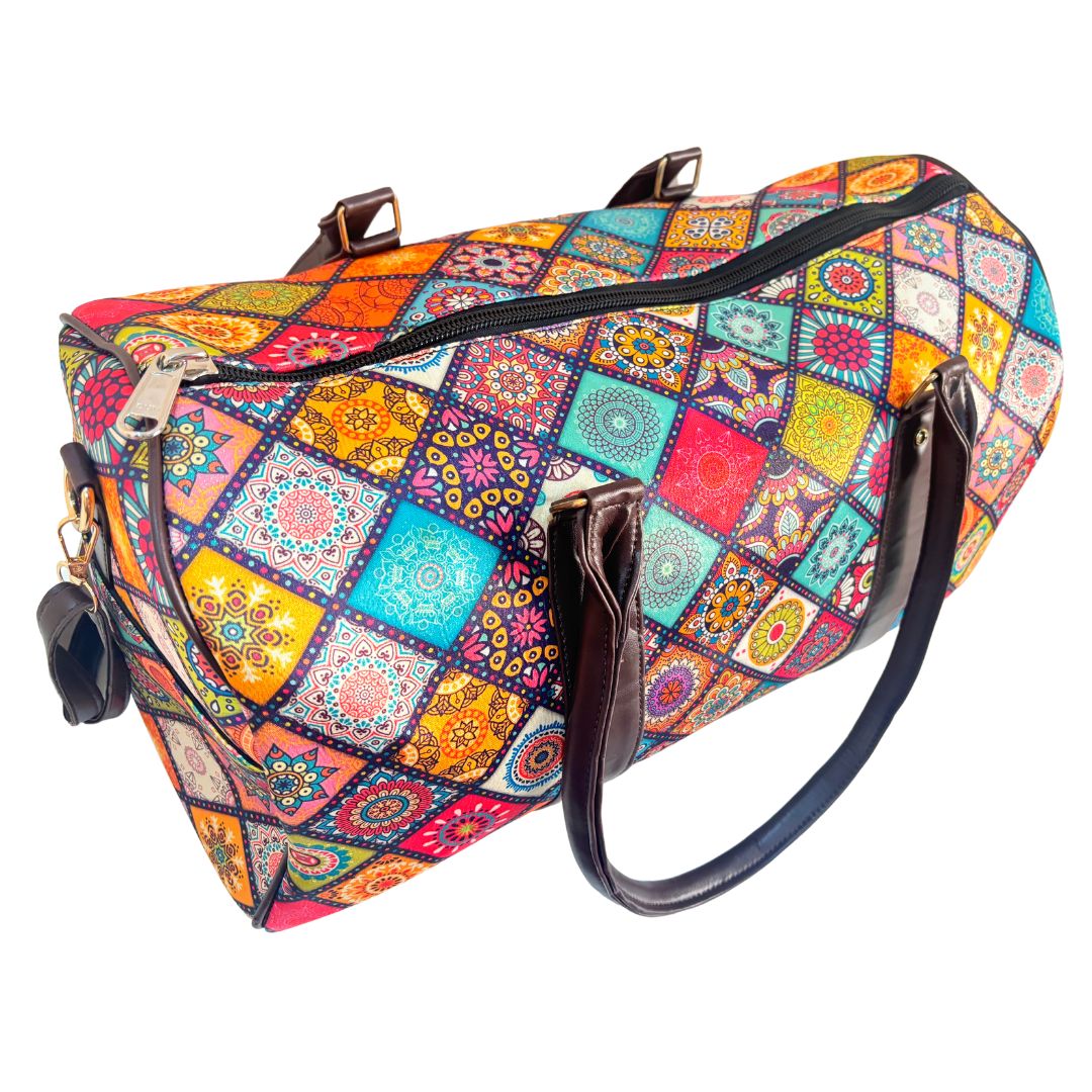 Gym-to-Globe Duffle:- Your Premium Rajasthani Print Gym Cum Travel Duffle Bag