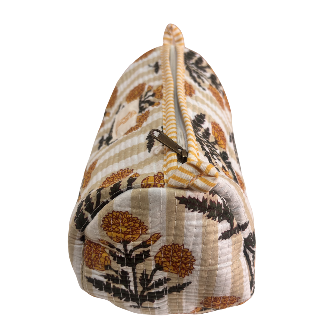 Quilted Cotton Travel Pouch Set of 3 – Waterproof Toiletry Organizer | Handcrafted in India