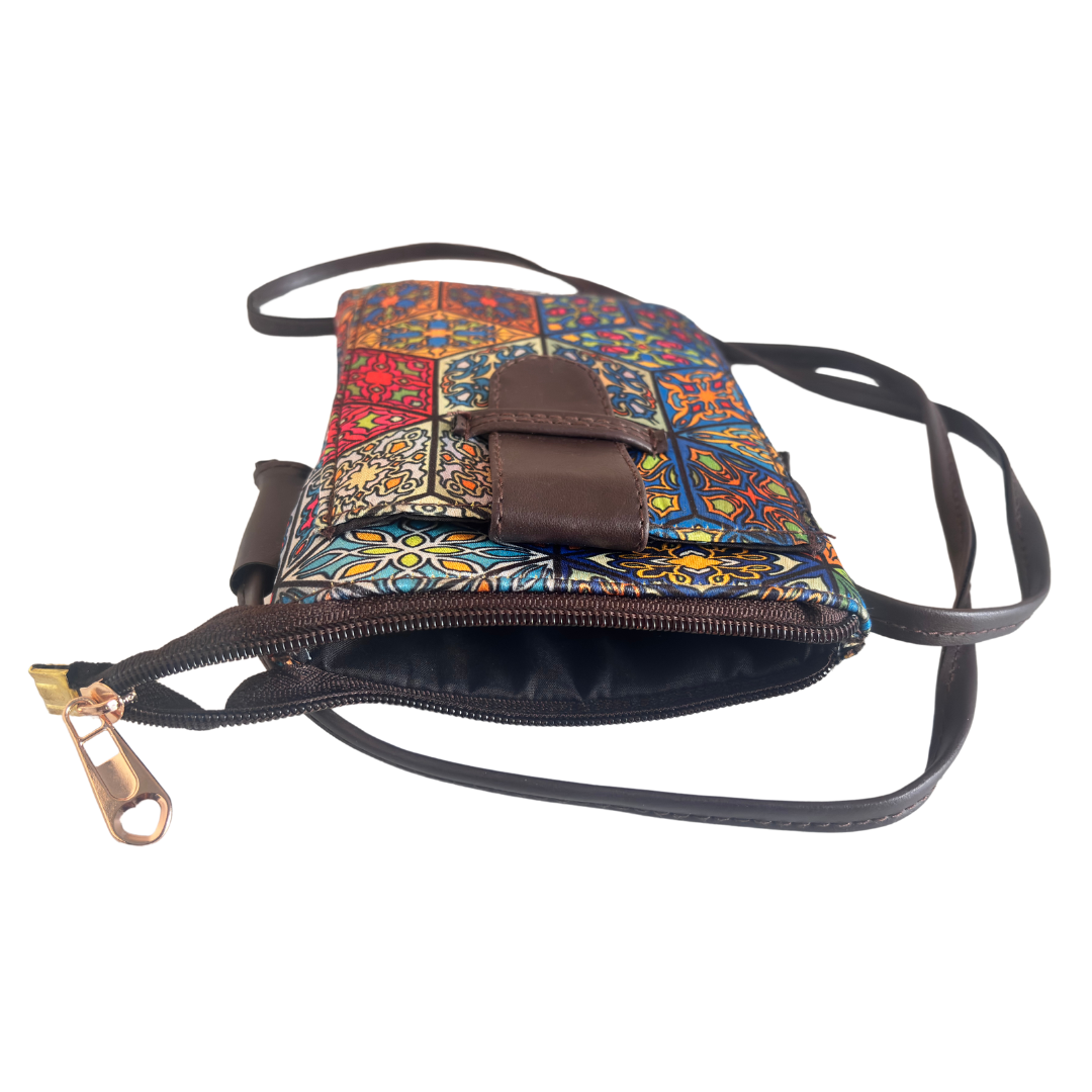 The DoorSanchaar Edition:- Women's Multicolor Printed Mobile Sling Bag - The House of RajPadmini