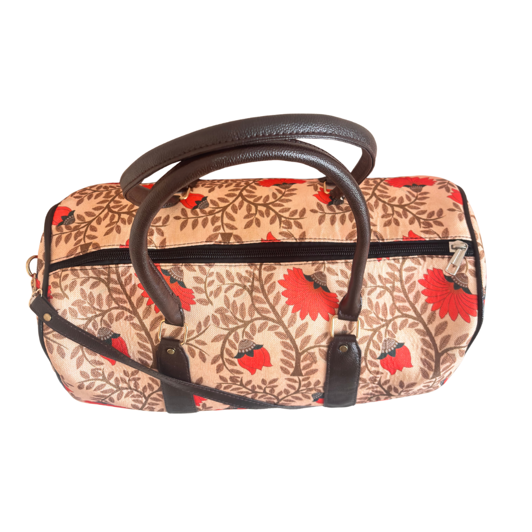 Maharani's Garden Heritage Edition: Royal Courtyard Collection | Hand-Painted Royal Flora Design Duffle