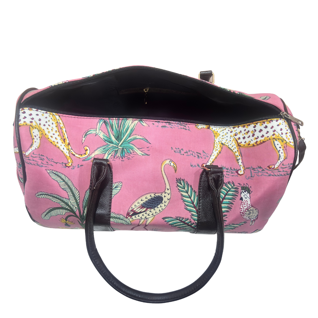 The House of RajPadmini Animal Print Cotton Duffle Bag