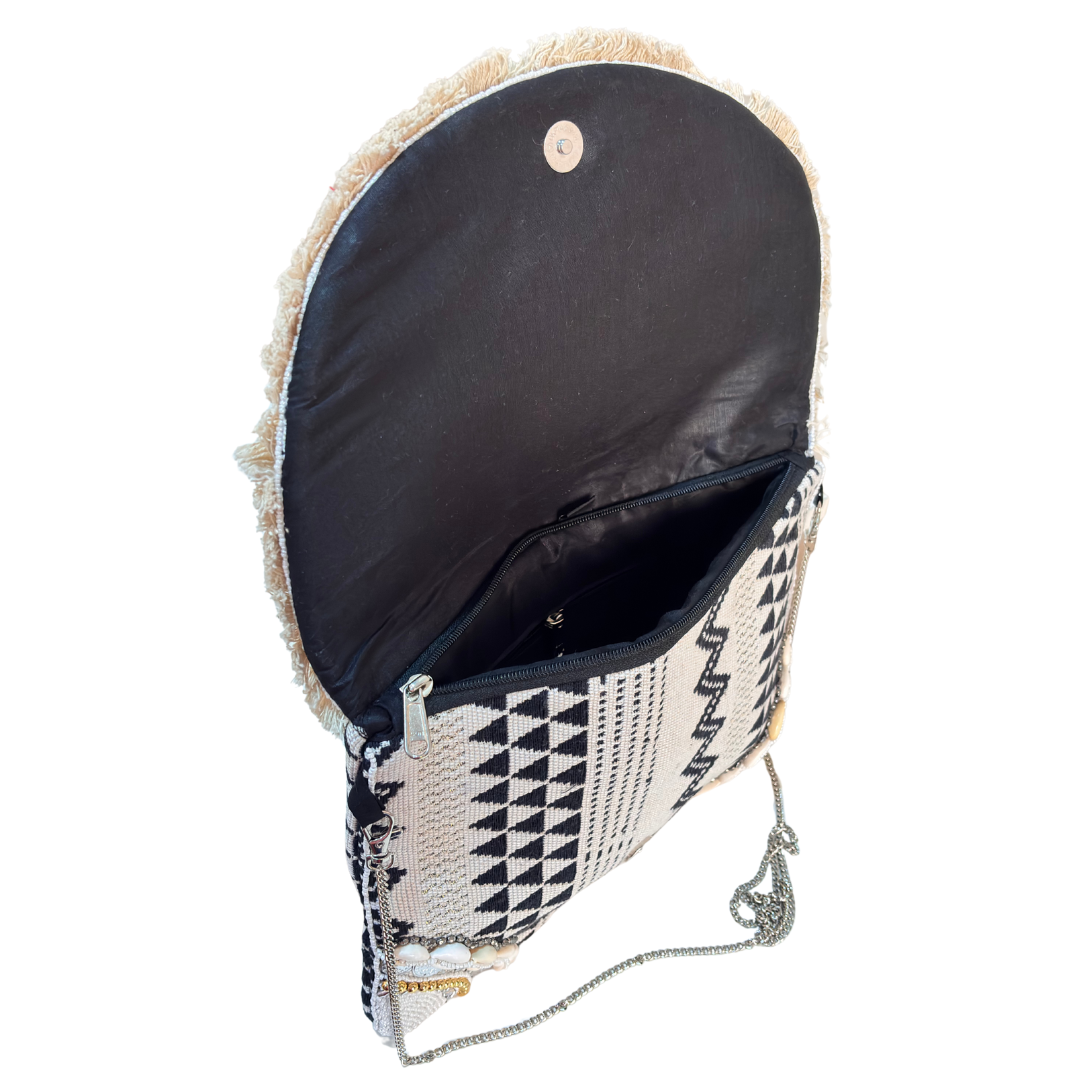 Boho Chic Cotton Crossbody Clutch and Convertible Sling