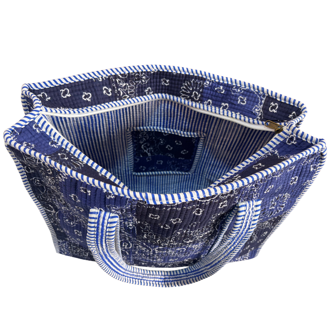 4-in-1 Festive Gifting COMBO : Premium Quilted Tote Bag + 3 Waterproof Pouches = Your Complete Organization Solution!