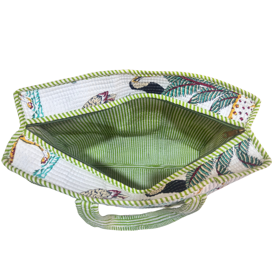 Artisan Quilted Bloom Cotton Tote - Handcrafted Shopping Companion