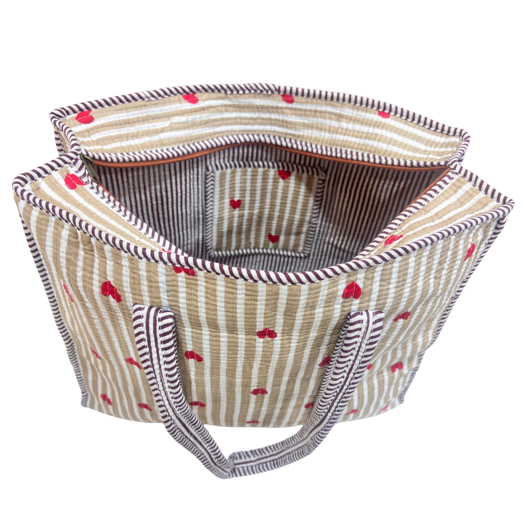 4-in-1 Festive Gifting COMBO : Premium Quilted Tote Bag + 3 Waterproof Pouches = Your Complete Organization Solution!