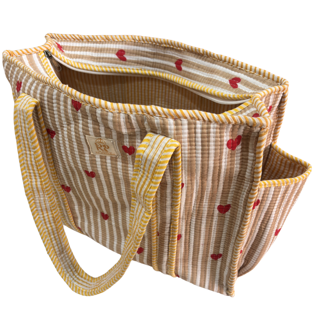 Artisan Quilted Bloom Quilted Cotton Tote - Handcrafted Shopping Companion