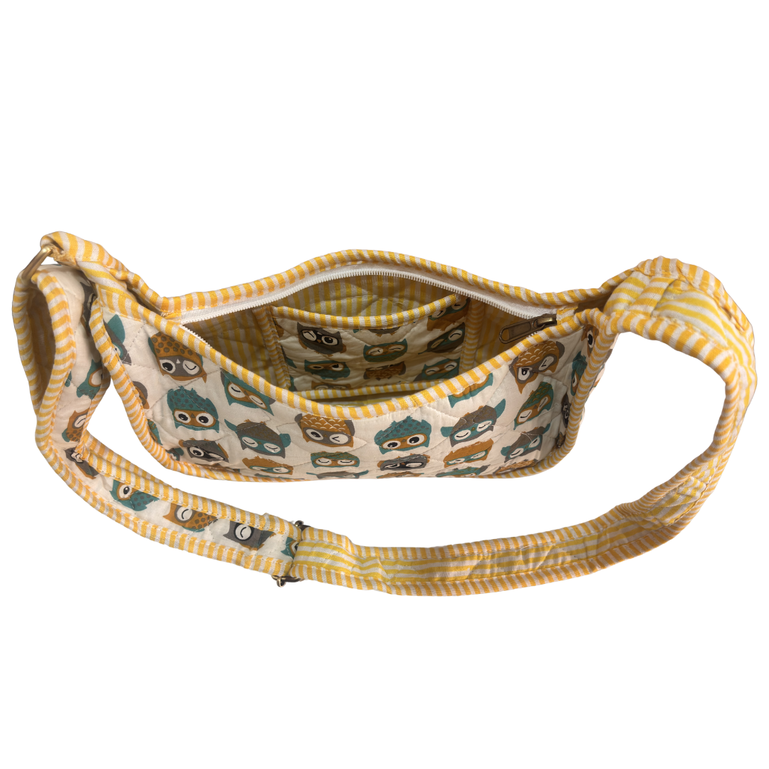 Quilted Cotton Moon Sling Bag for Women | Handcrafted Moon Crossbody Bag for Daily & Casual Wear | The House of RajPadmini
