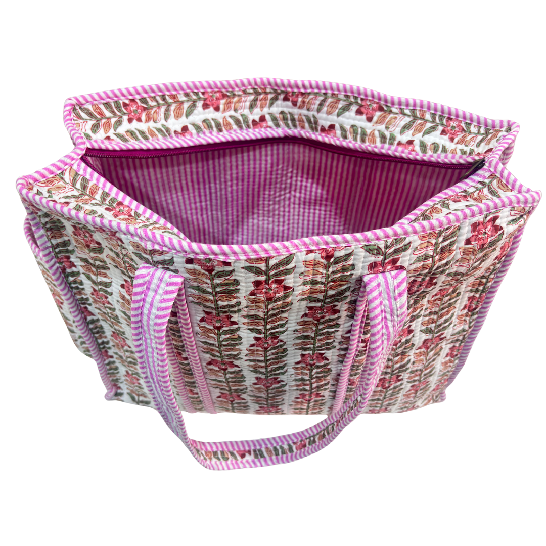 RajPadmini 4-in-1 Festive Gifting COMBO : Premium Quilted Tote Bag + 3 Waterproof Pouches = Your Complete Organization Solution!