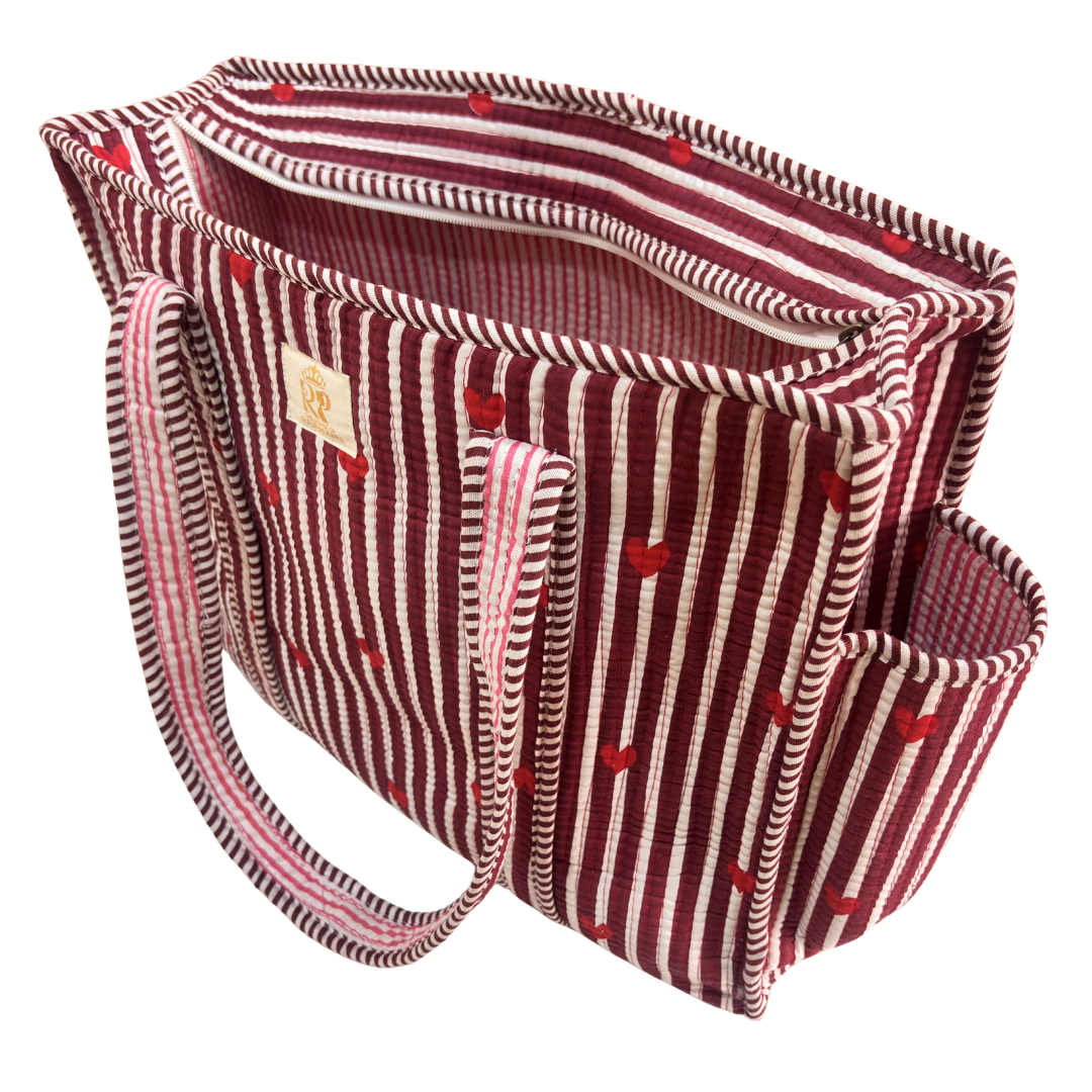 Artisan Quilted Bloom Quilted Cotton Tote - Handcrafted Shopping Companion