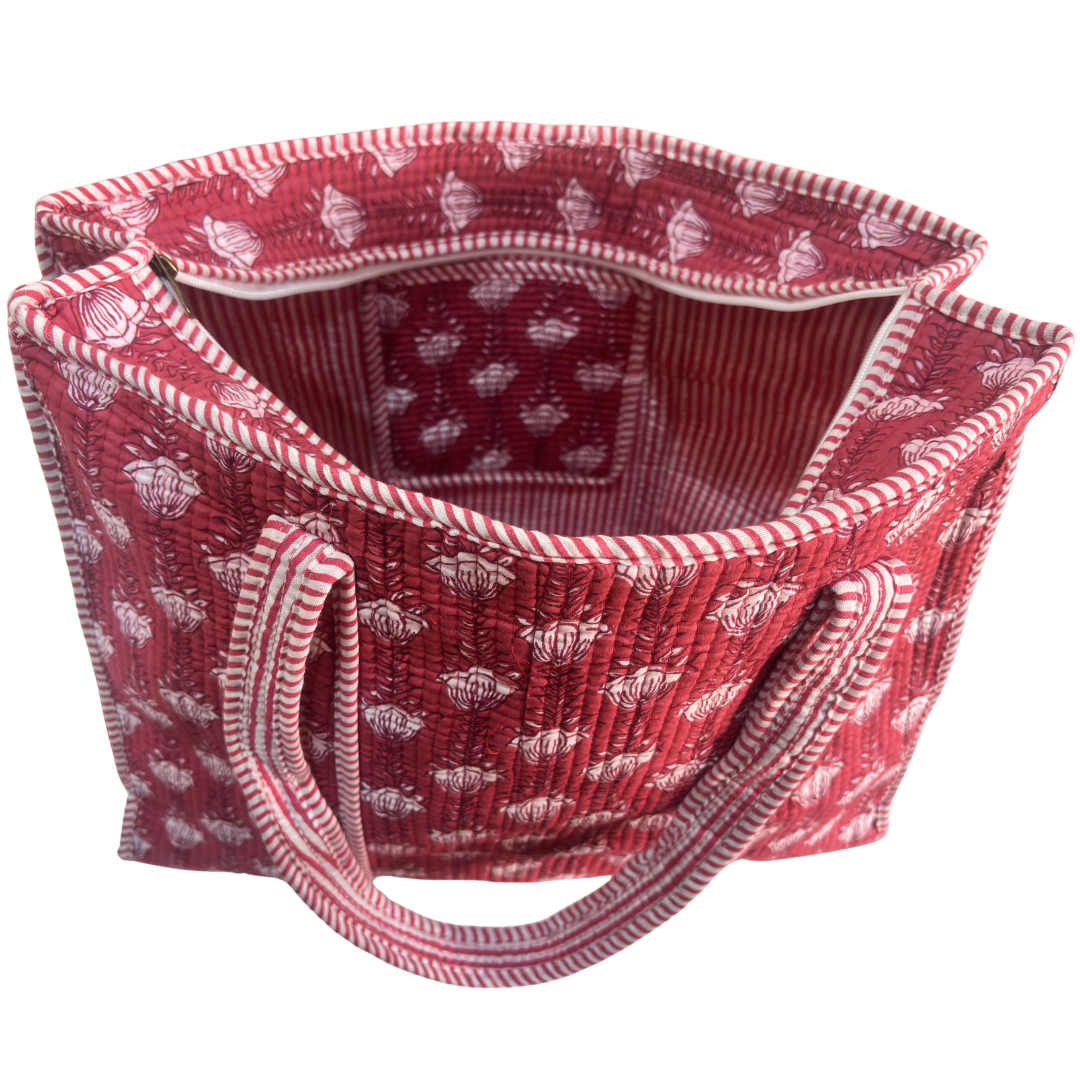 4-in-1 Festive Gifting COMBO : Premium Quilted Tote Bag + 3 Waterproof Pouches = Your Complete Organization Solution!