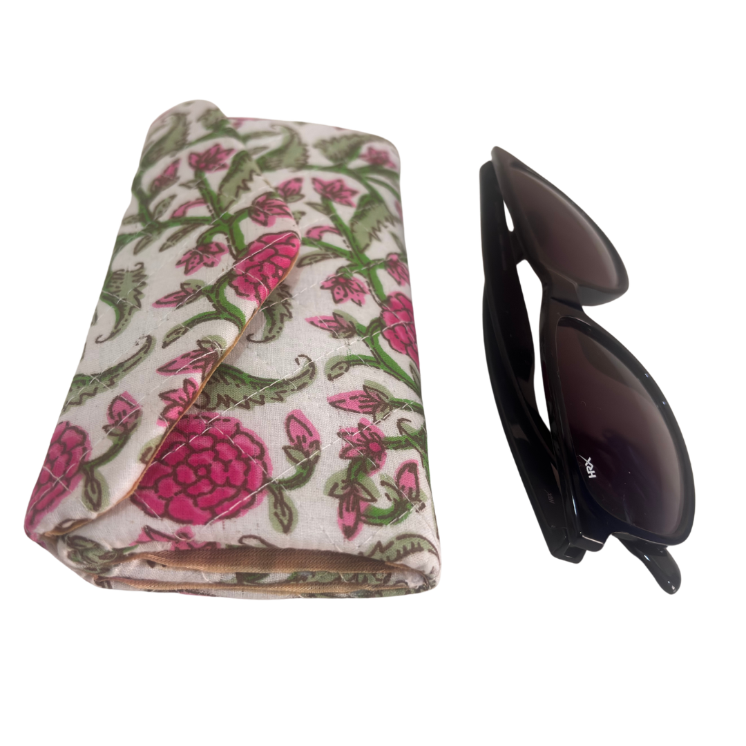The House of RajPadmini Foldable Cotton Sunglass Case with Magnetic Closure