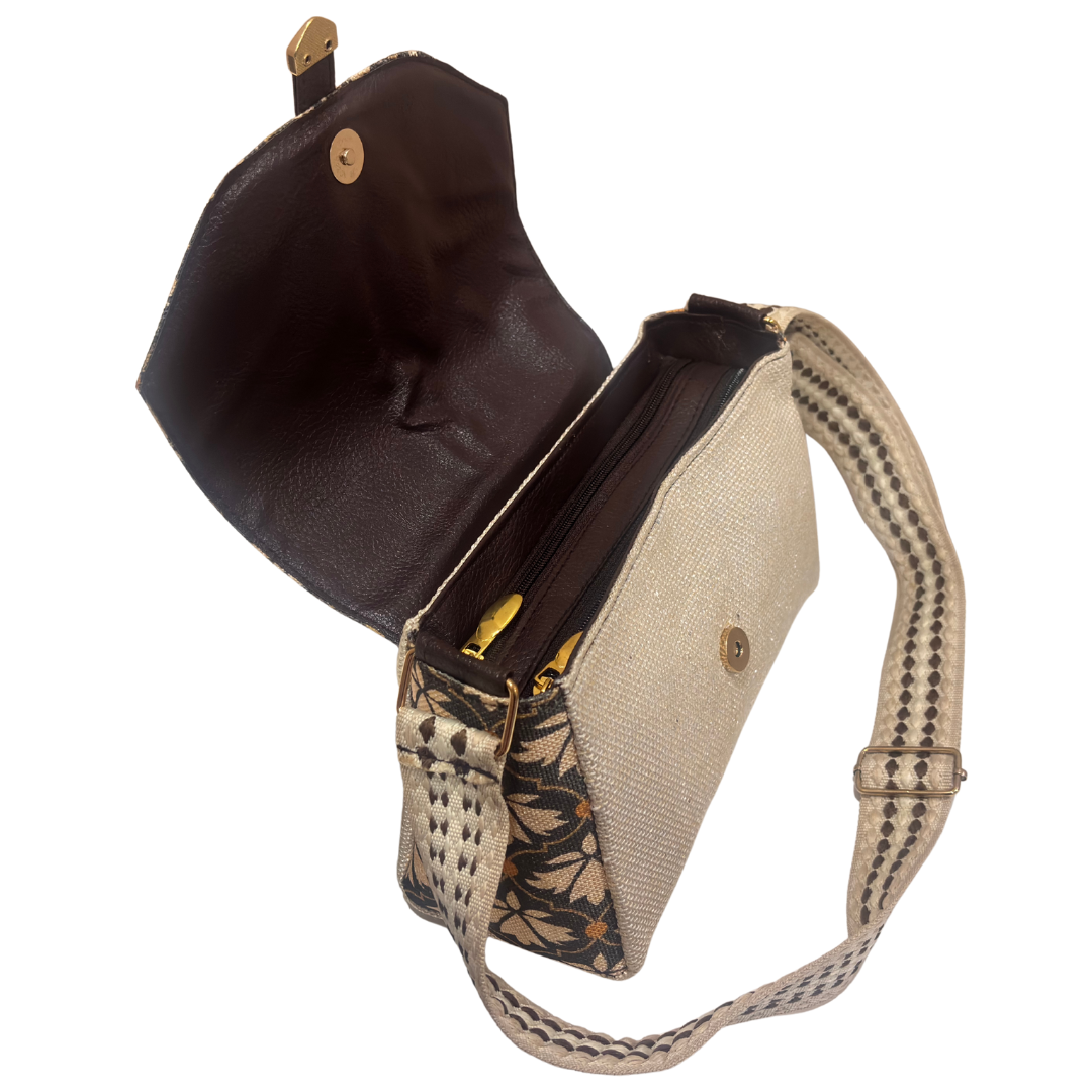 The House of RajPadmini Phulkari Haveli Edition | Heritage Floral Patchwork Sling Bag with Double Partition