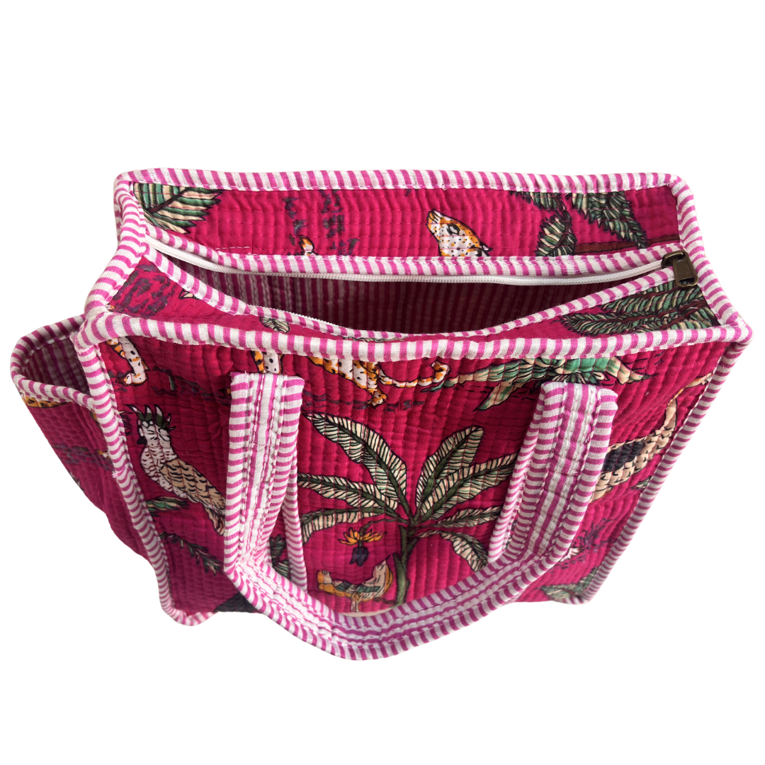 RajPadmini Handcrafted Quilted Cotton Ghar Se Mandir Edition - Tiffin & Pooja Carrier Collection