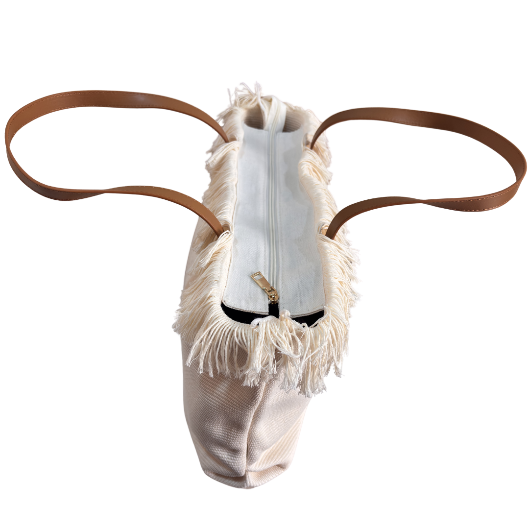 The Canvas Handwork Tote Bag with Beaded Embellishment