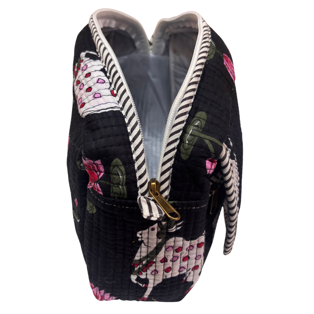 Multipurpose cosmetic case by RajPadmini — back view showing quilted cotton construction