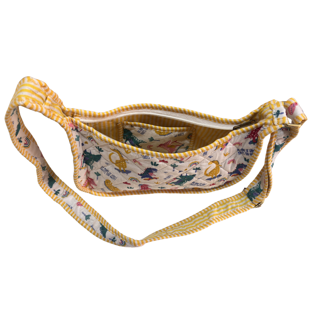 Quilted Cotton Moon Sling Bag for Women | Handcrafted Moon Crossbody Bag for Daily & Casual Wear | The House of RajPadmini