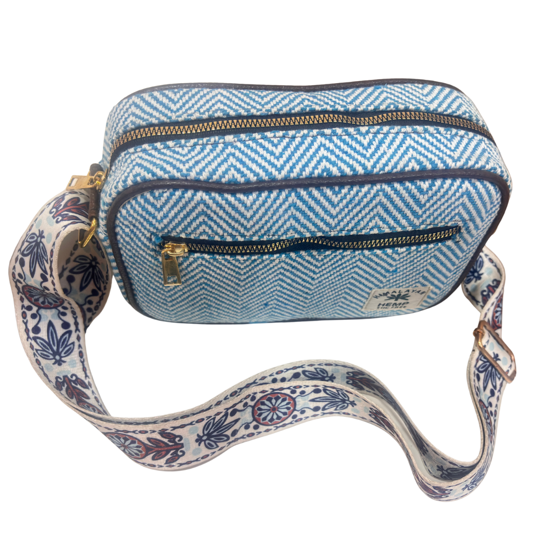 The RajPadmini Planet-Friendly Azure Blue Hemp Adventure Sling Bag