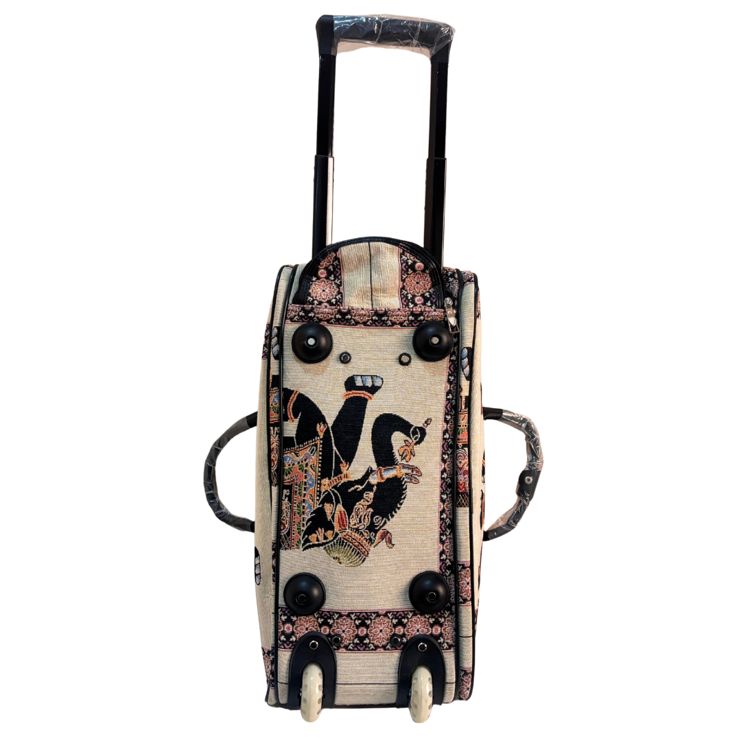 The House of RajPadmini Road Warrior Edition:- Waterproof Elephant Print Wheeled Travel Duffle Trolley Bag