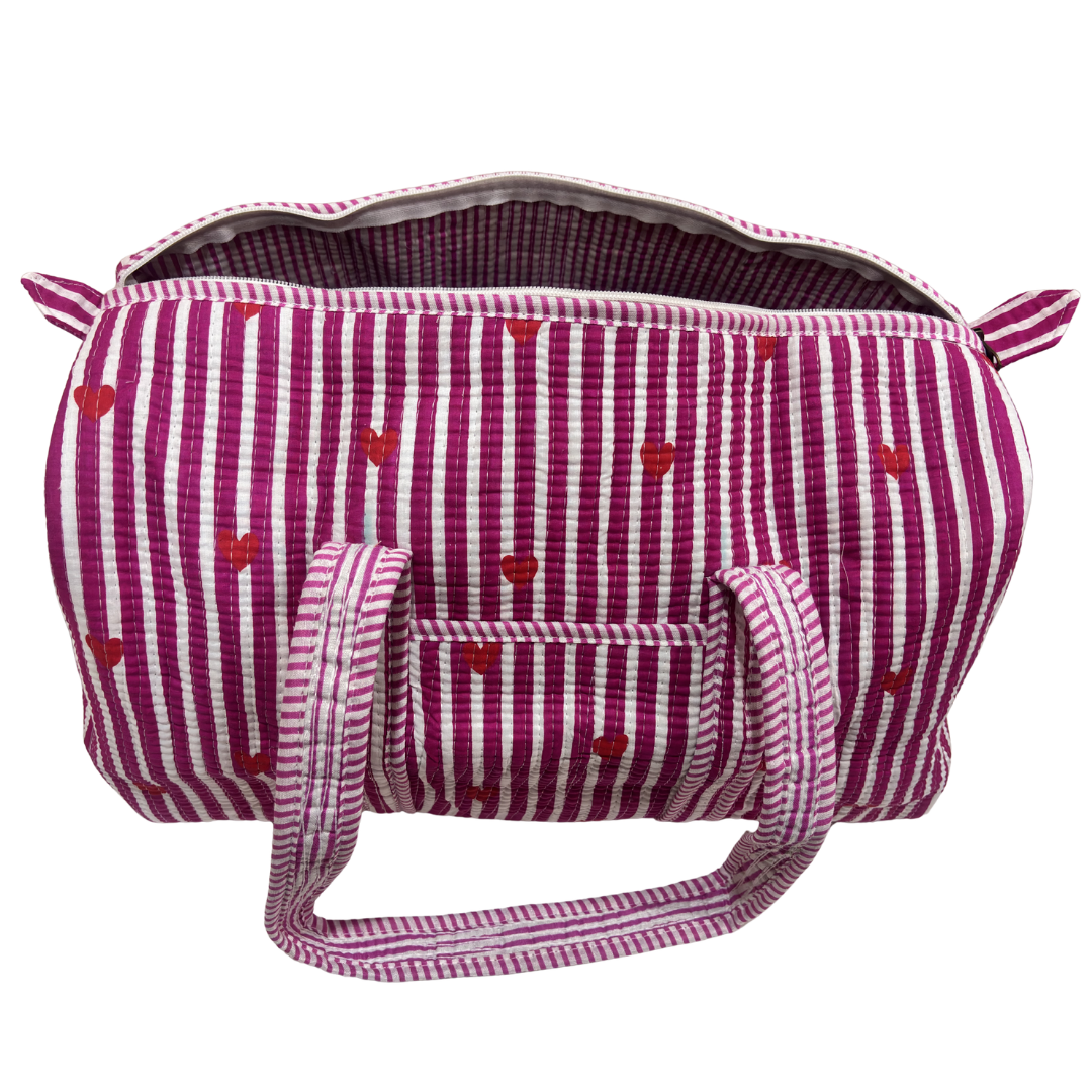 Pushkar Balloon Quilted Heritage Duffle styled as cabin carry-on, gym and weekend bag (Pink variant)