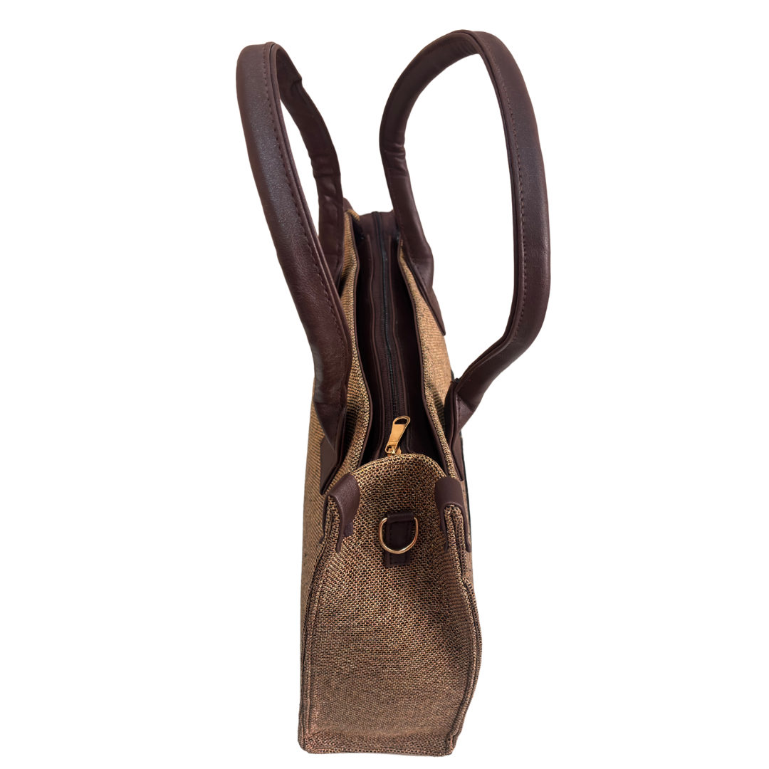 The House of RajPadmini Jute Tote Bag with Medallion Embossed Print