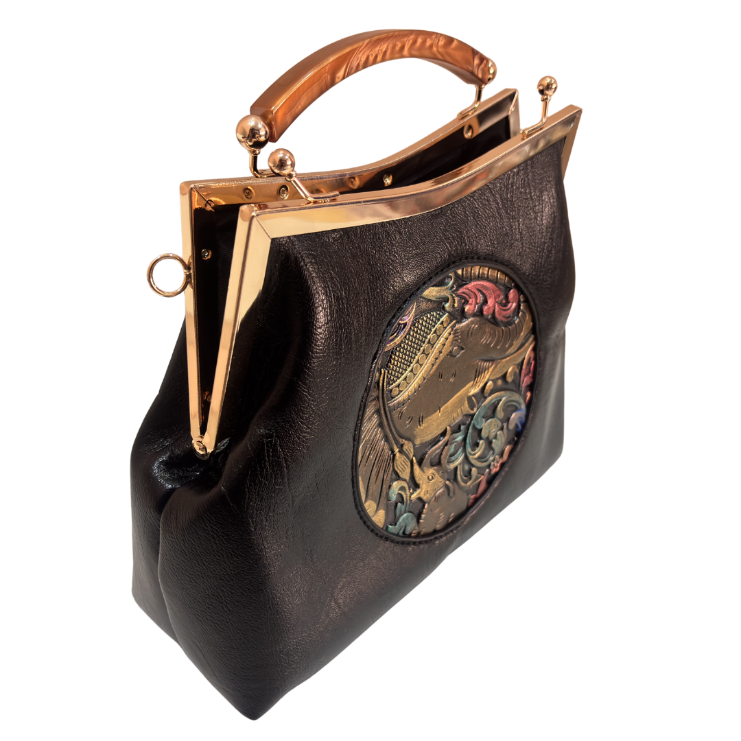 Metal Elephant Satchel Bag for Women | Handcrafted Sling Handbag with Top Handle | Ethnic & Festive | The House of RajPadmini