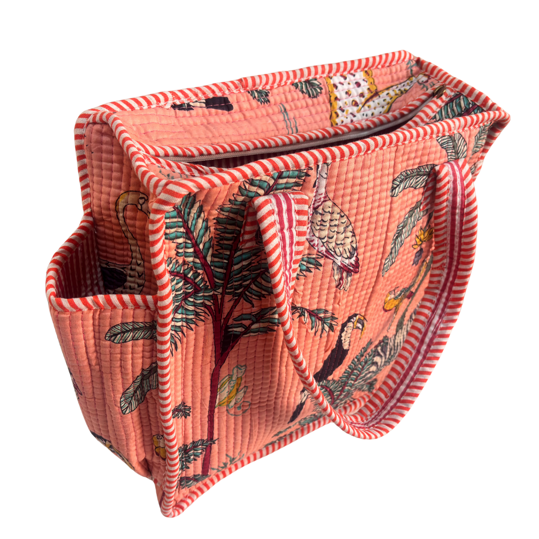 RajPadmini Handcrafted Quilted Cotton Ghar Se Mandir Edition - Tiffin & Pooja Carrier Collection