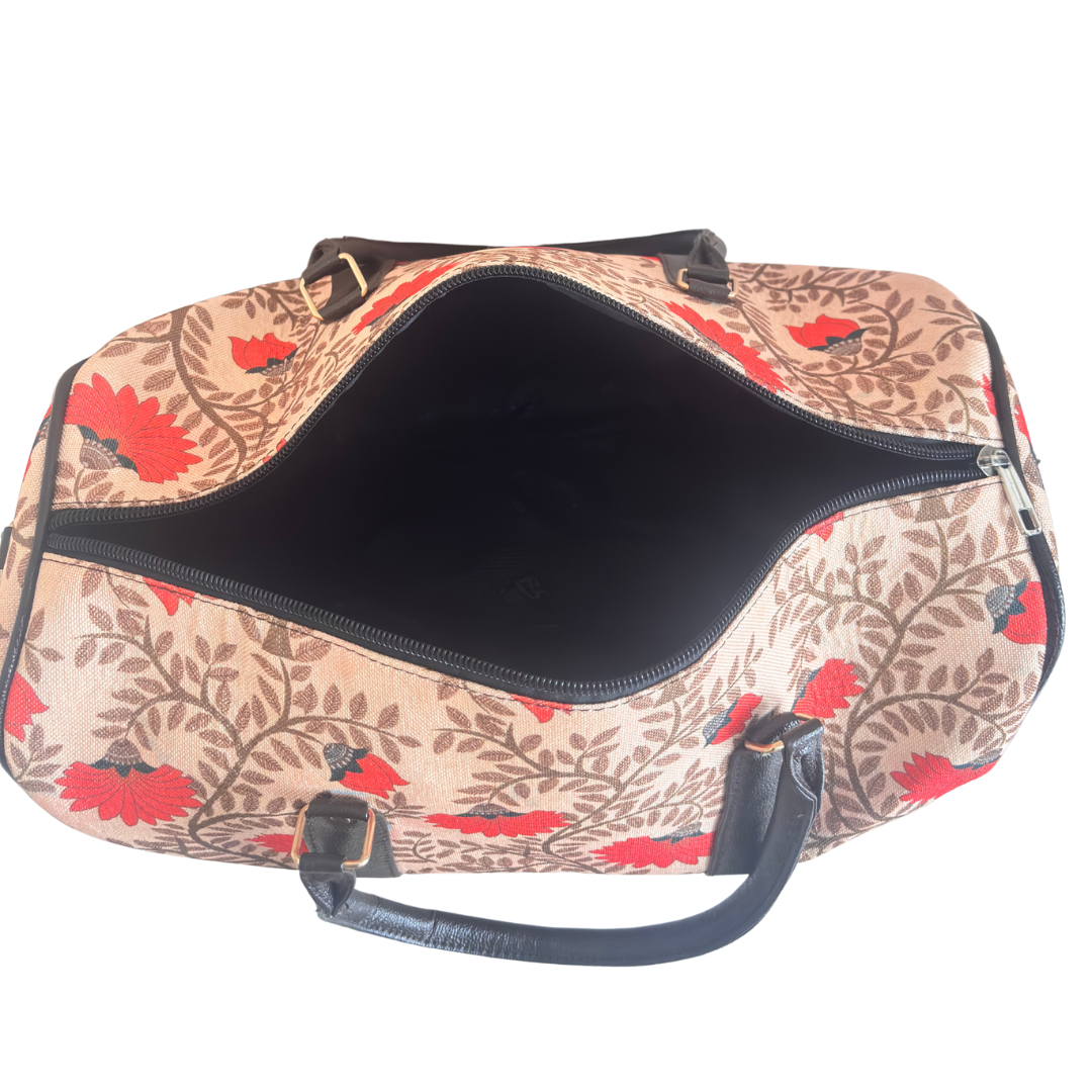 Maharani's Garden Heritage Edition: Royal Courtyard Collection | Hand-Painted Royal Flora Design Duffle