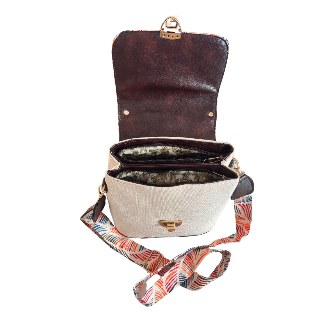 The House of RajPadmini White Jute Crossbody Sling Bag