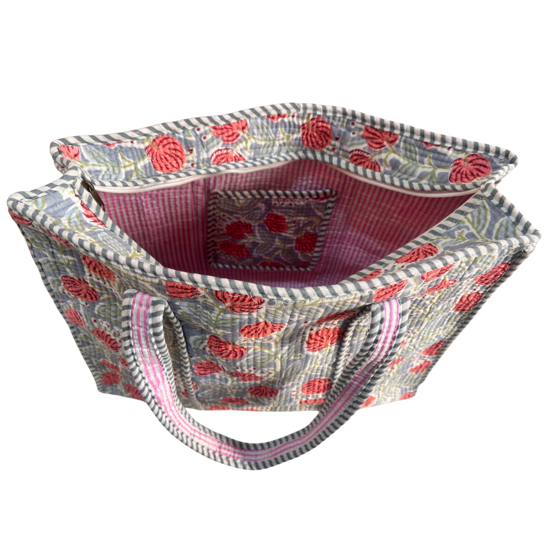 4-in-1 Festive Gifting COMBO : Premium Quilted Tote Bag + 3 Waterproof Pouches = Your Complete Organization Solution!