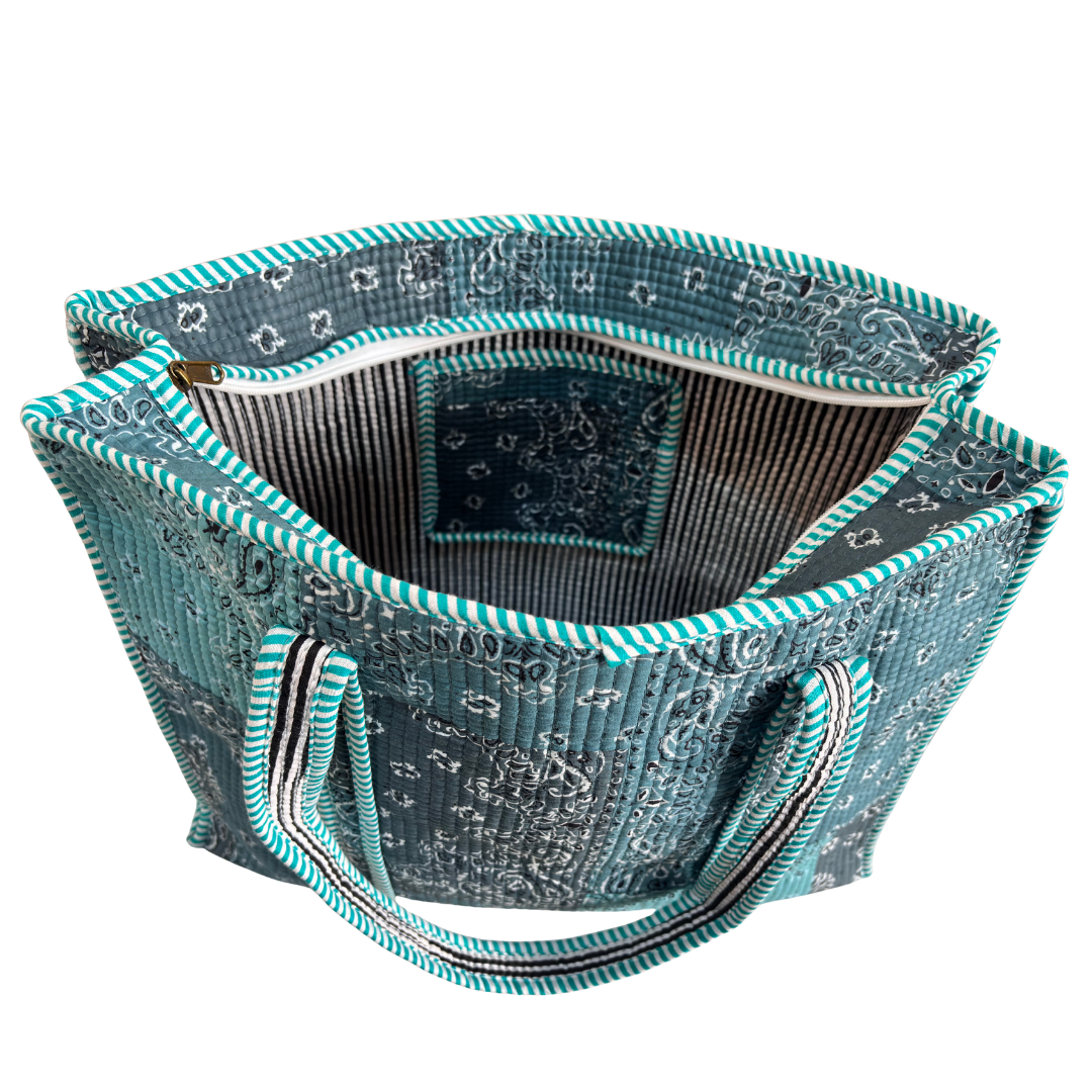 4-in-1 Festive Gifting COMBO : Premium Quilted Tote Bag + 3 Waterproof Pouches = Your Complete Organization Solution!