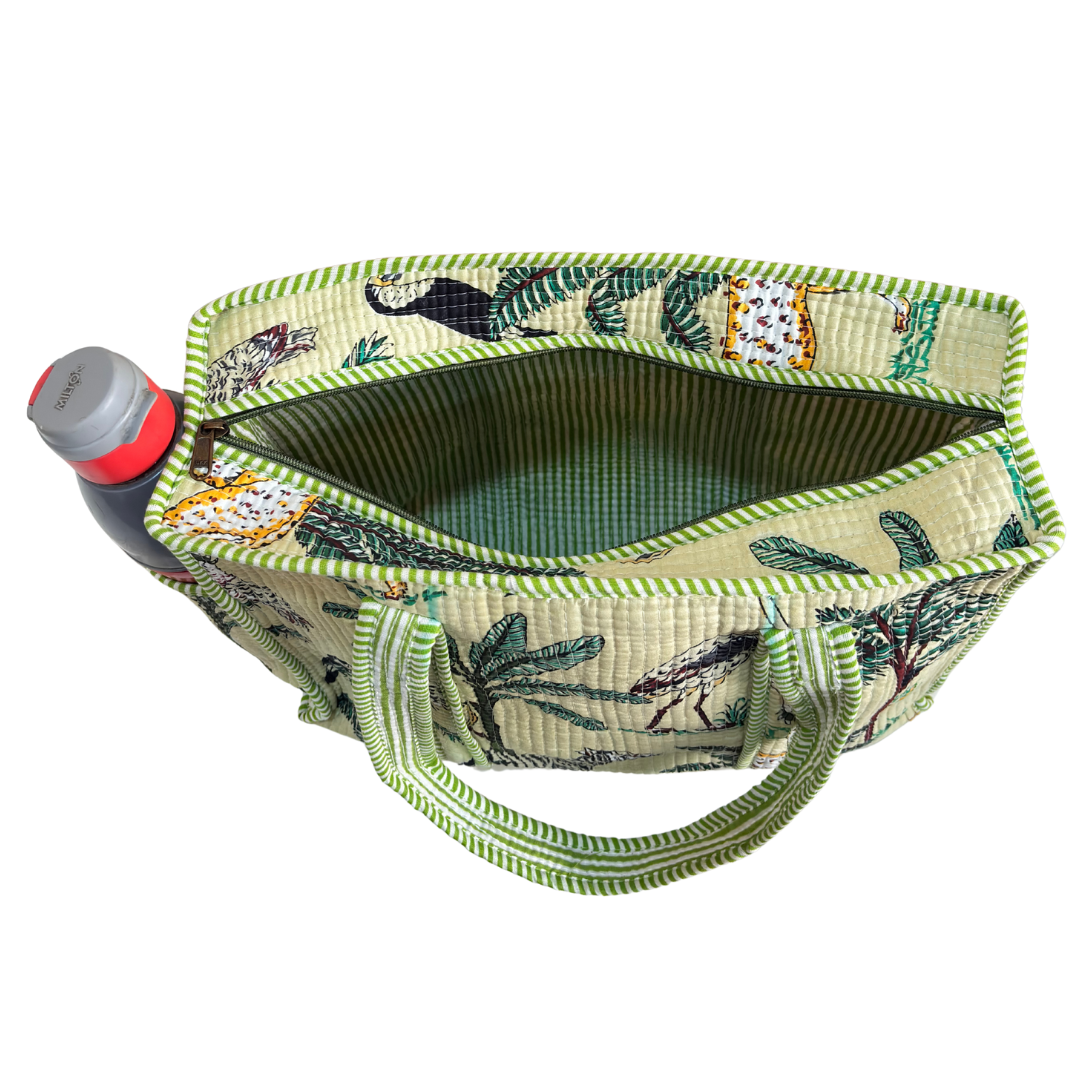 Artisan Quilted Bloom Cotton Tote - Handcrafted Shopping Companion