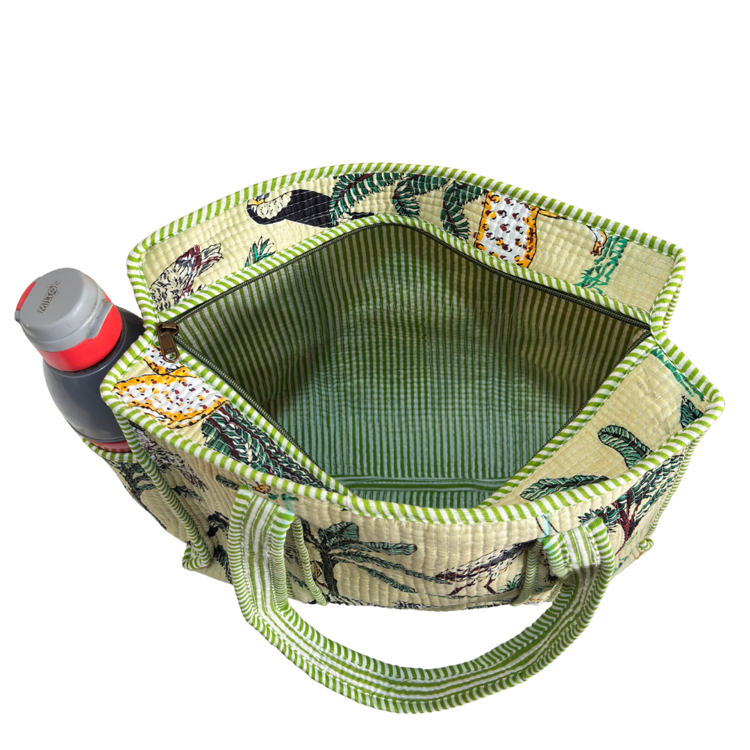 RajPadmini 4-in-1 Festive Gifting COMBO : Premium Quilted Tote Bag + 3 Waterproof Pouches = Your Complete Organization Solution!