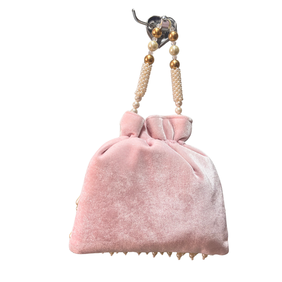 The House of RajPadmini Velvet Pearl Embroidered Potli Bag