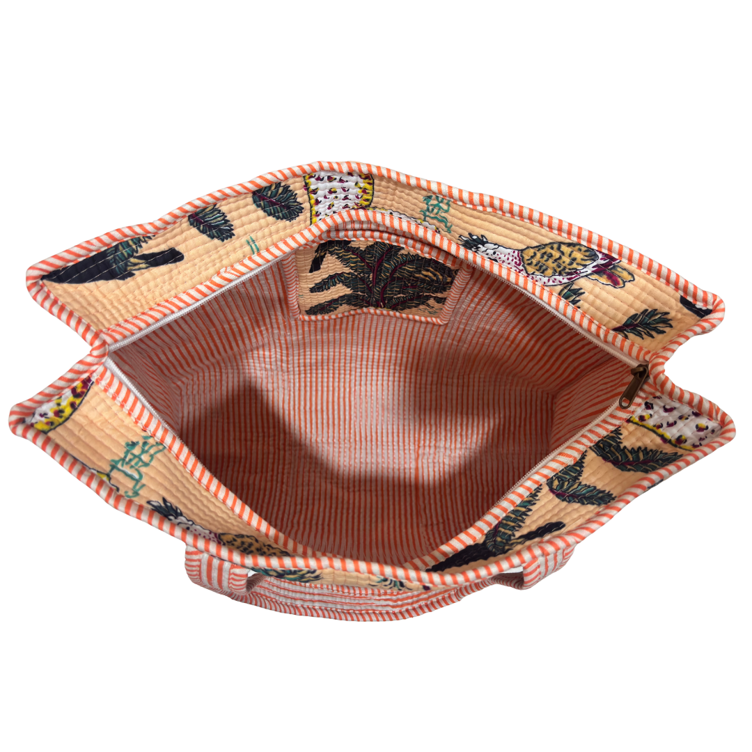Quilted Cotton Shopping Tote Bag – Block Print, Handcrafted | The House of RajPadmini