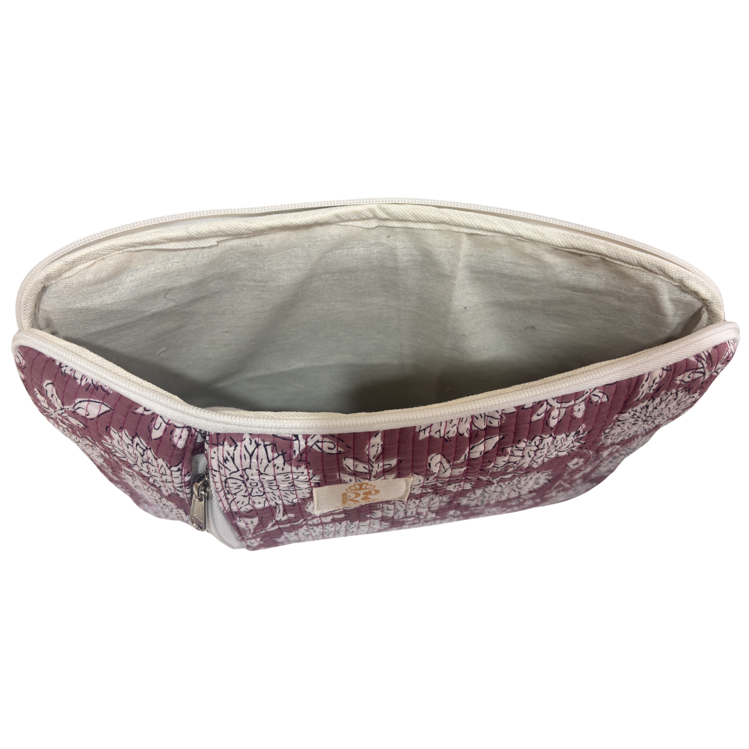 Quilted Cotton Laptop Sleeve with External Pocket — Handcrafted 14-inch Sleeve | The House of RajPadmini