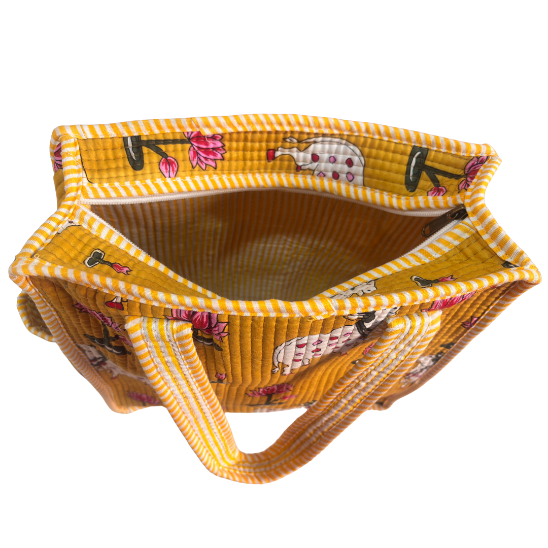 RajPadmini Handcrafted Quilted Cotton Ghar Se Mandir Edition - Tiffin & Pooja Carrier Collection