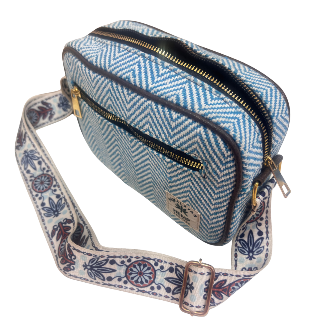 The RajPadmini Planet-Friendly Azure Blue Hemp Adventure Sling Bag