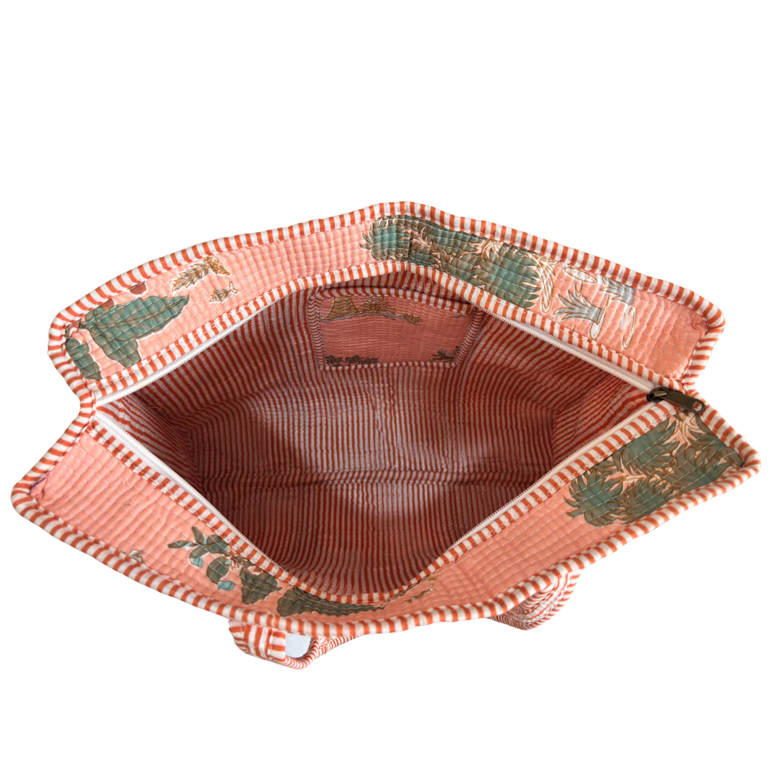 4-in-1 Festive Gifting COMBO : Premium Quilted Tote Bag + 3 Waterproof Pouches = Your Complete Organization Solution!