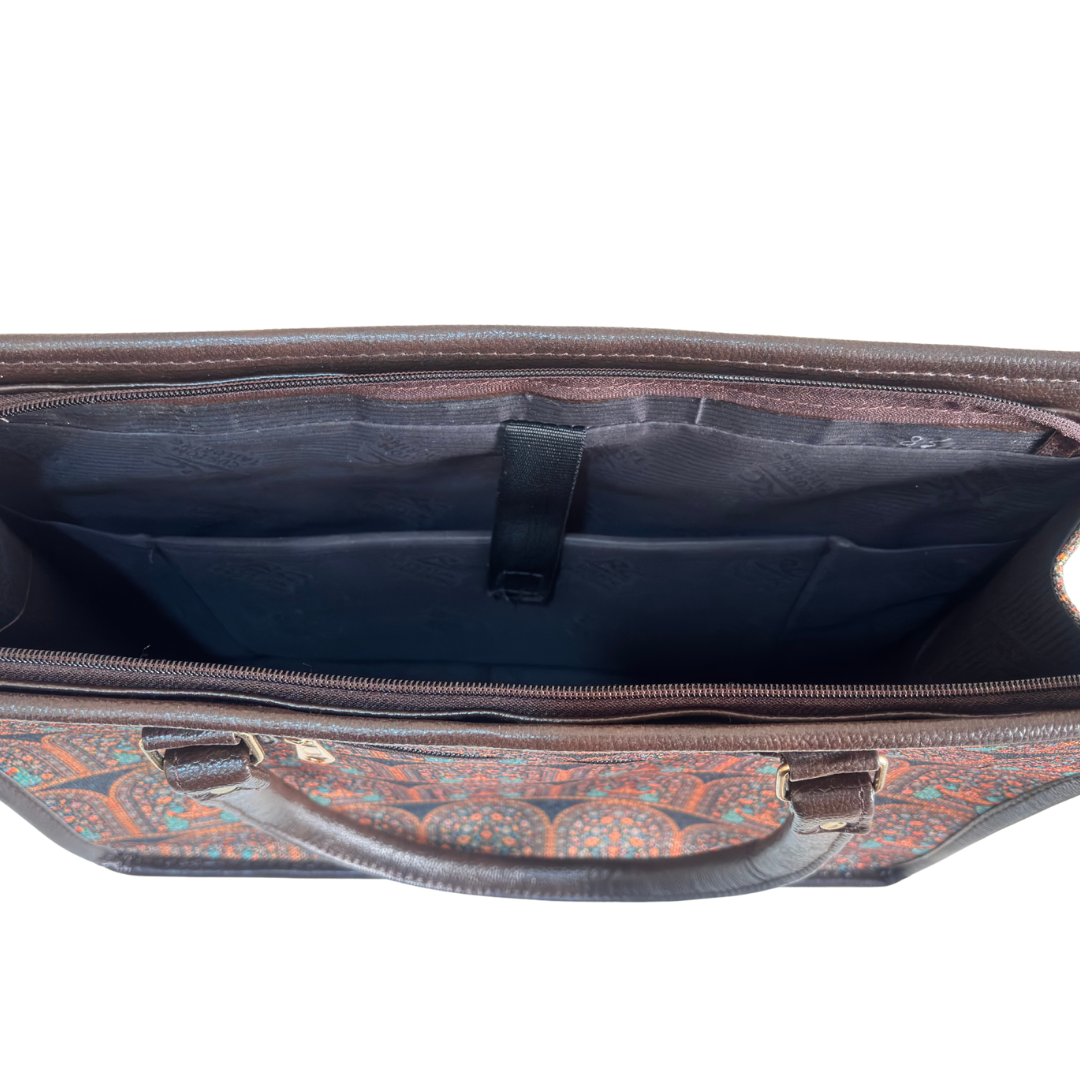 Office Tote Bag for Women | Block Print Rajasthani Tote with Laptop Space & Matching Pouch
