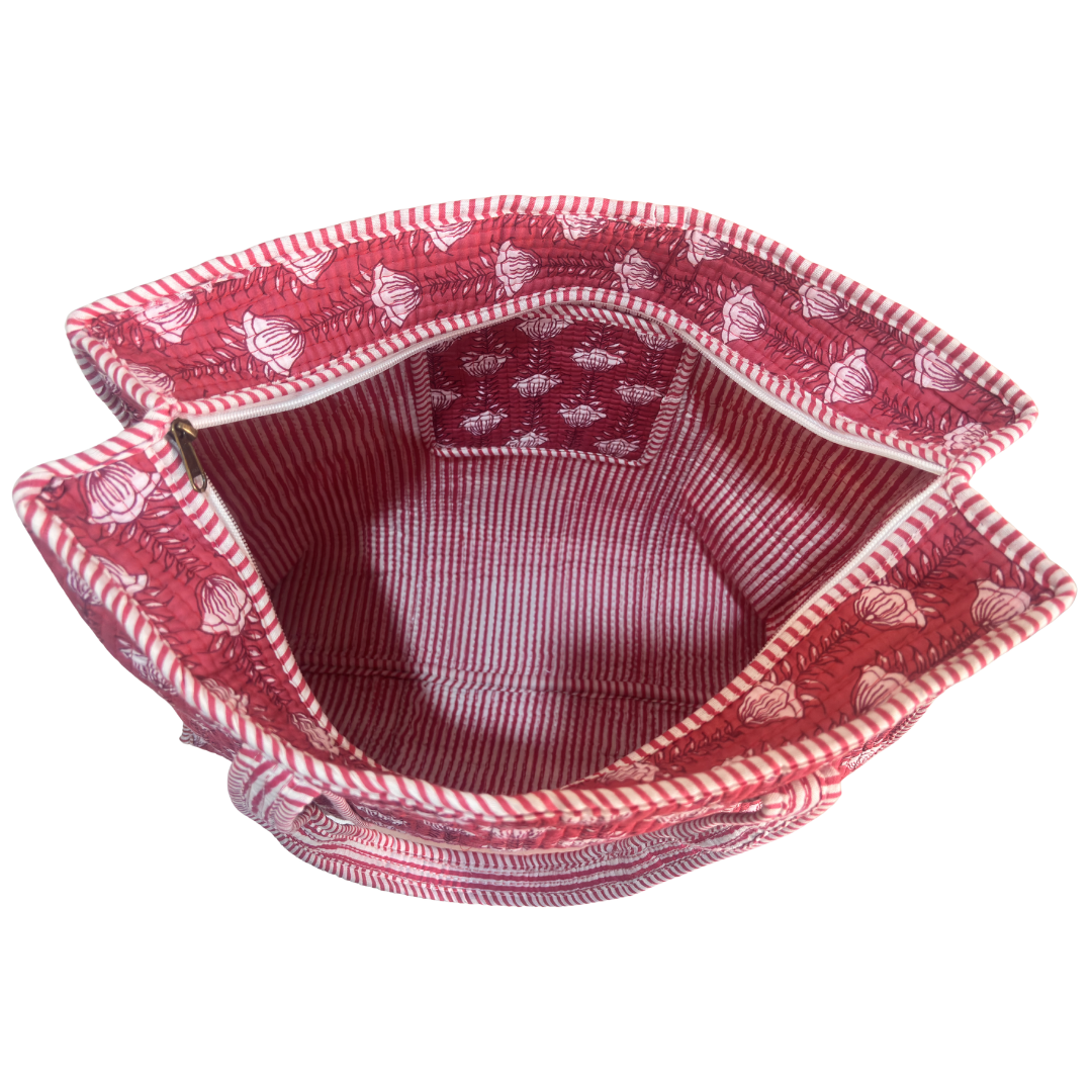 Quilted Cotton Shopping Tote Bag – Block Print, Handcrafted | The House of RajPadmini