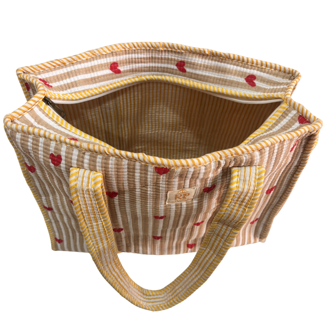 Artisan Quilted Bloom Quilted Cotton Tote - Handcrafted Shopping Companion