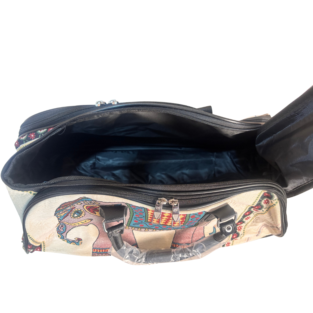 The House of RajPadmini Road Warrior Edition:- Waterproof Elephant Print Wheeled Travel Duffle Trolley Bag