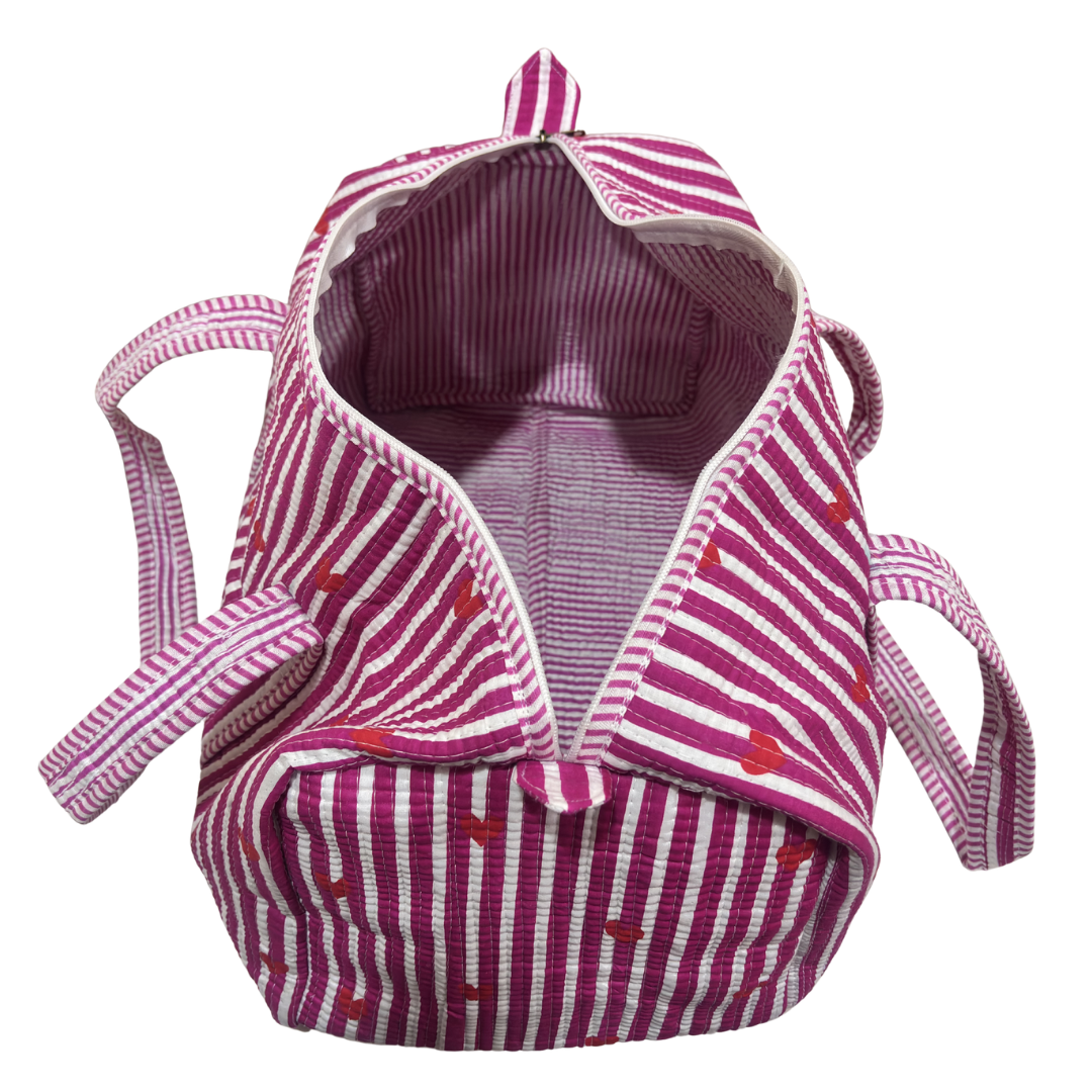 Detail of quilting pattern on Pushkar Balloon Pink duffle by The House of RajPadmini