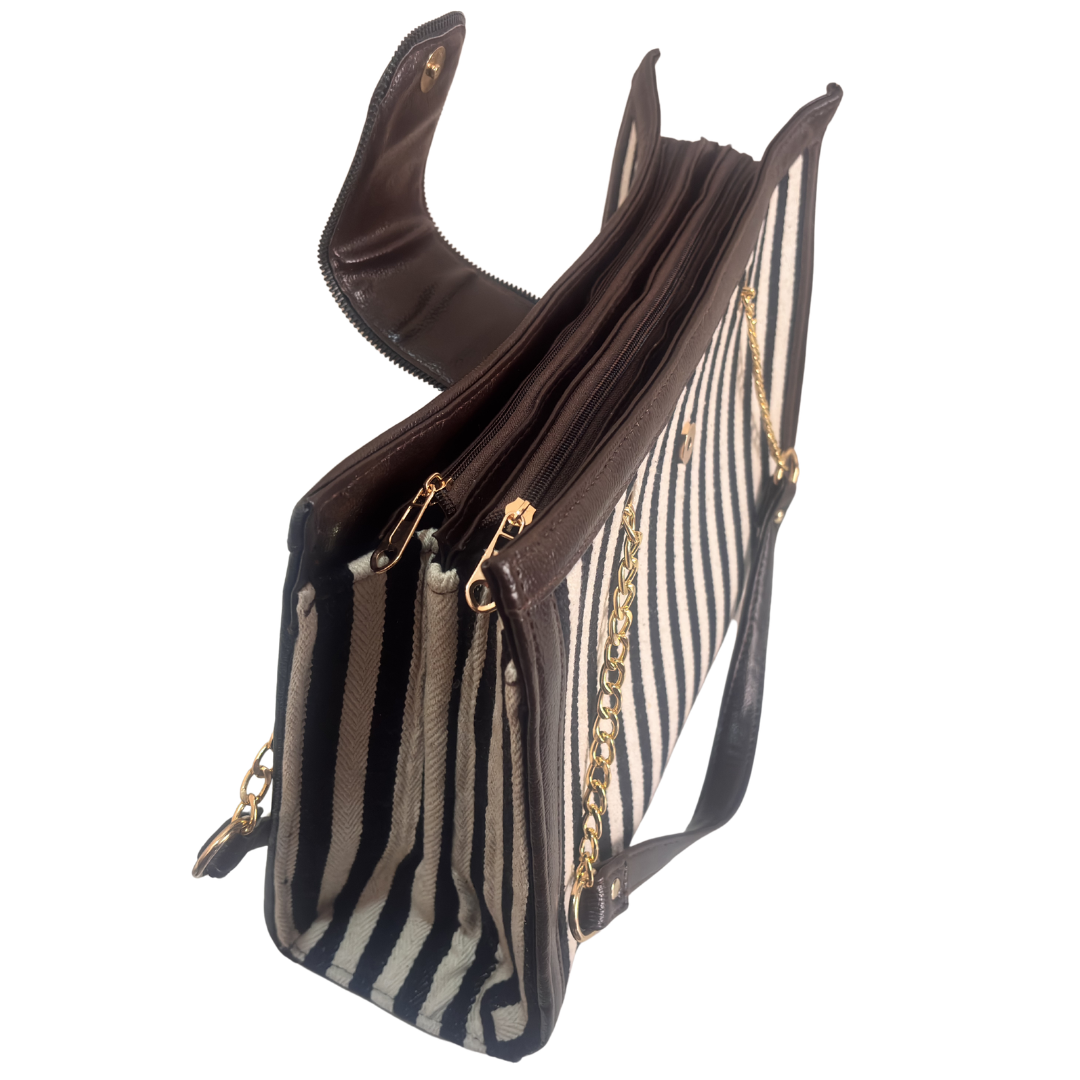 Chain Handle Tote Bag for Women | Rajasthani Block Print with Gold Chain Handles & Matching Pouch